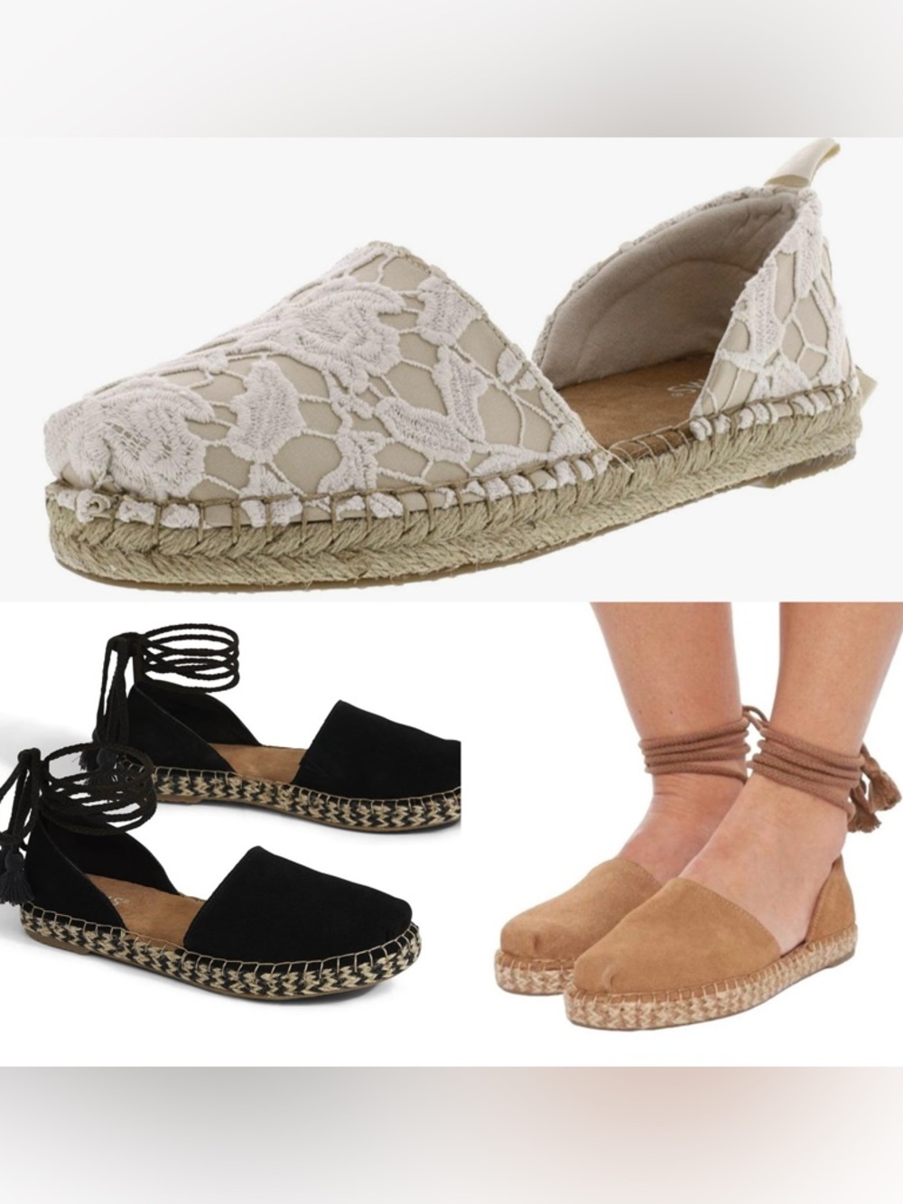 TOM’S | Katalina lace up ankle (can be worn without) espadrilles shoes